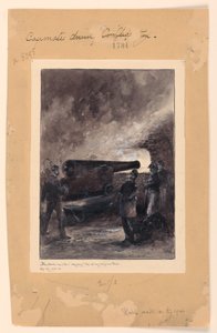 Un cañón de casamata durante el incendio de Theodore Russell Davis