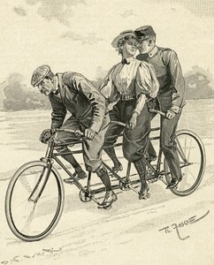 Bicicleta para tres personas, llamada bicicleta tándem de Theodore Zasche