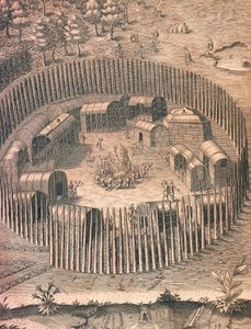 Un campamento indio fortificado en Virginia de Theodore de Bry