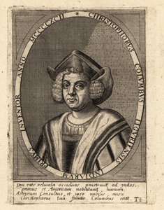 Cristóbal Colón, explorador y colonizador italiano de Theodore de Bry