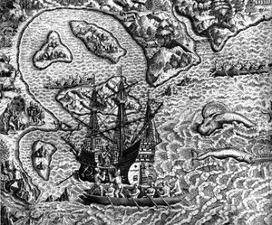 Descubrimiento de América - en “Admirante Narratio Americae” de Theodore de Bry de Theodore de Bry