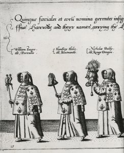 Heraldo en el cortejo fúnebre de Sir Philip Sidney camino a la Catedral de San Pablo, 1587