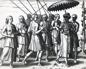 Habitantes de Sumatra, por Theodor de Bry, grabado de Theodore de Bry
