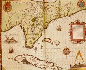 Mapa de Florida y Cuba de Theodore de Bry