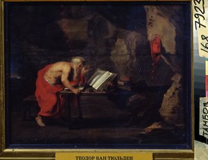San Jerónimo (San Jerónimo). Pintura de Theodore Van Thulden (1606-1669). Huile sur bois, 22,2 x 29,5 cm. arte flamen, arte barroco. Galería de Arte Regional, Tambov (Rusia).