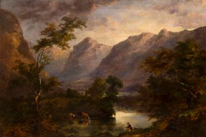 Una vista de Langdale, c.1827-90 (óleo sobre lienzo) de Theophil Lindsey Aspland