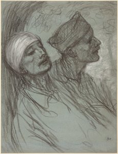 Un soldado herido y su camarada de Théophile Alexandre Steinlen