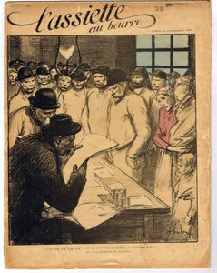 Portada de “El plato de mantequilla”, número 1, satírico en colores de Théophile Alexandre Steinlen