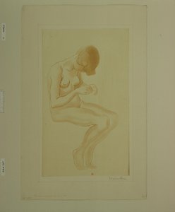 [Mujer pintándose las uñas (6.º desnudo de gran formato)] de Théophile Alexandre Steinlen
