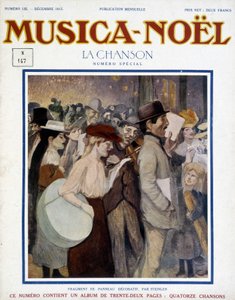 Revista “musica Noel”, número especial de canciones de diciembre de 1913. La portada consiste en un fragmento de panel decorativo de Steinlen de Théophile Alexandre Steinlen