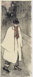 Hombre en la cima y abrigo caminando en la calle - en “Gil Blas” de nov. 1894 de Théophile Alexandre Steinlen