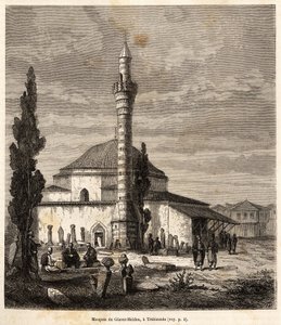 La mezquita de Giaour-Meidan (Giaour Meidan) en Trebisonda (actual Trabzon, en la costa del Mar Negro, Turquía), que una vez fue una iglesia bizantina, grabado después de un dibujo del narrador, ilustrando un viaje a Lazistán y Armenia, de 1869, por Theoph de Theophile Louis Deyrolle