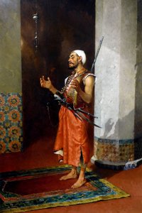 Guardia turco rezando, finales del siglo XIX-principios del XX (óleo sobre lienzo)