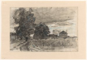 Carretera de arena en Wijhe bajo un cielo pesado de Theophile de Bock