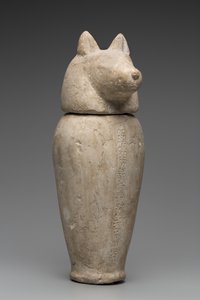 Jarro canopo con cabeza de chacal de Third Intermediate Period Egyptian