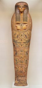 Ataúd egipcio de una persona no identificada decorado con escenas rituales, c.1050 a.C.