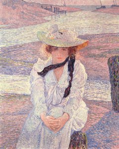 Joven mujer en la orilla del río Greve, 1901 de Théo van Rysselberghe