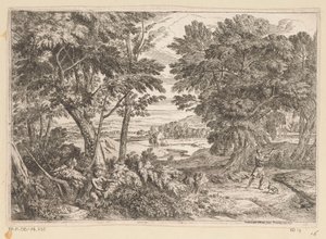 Paisaje arcádico con Kephalos y Prokris Suite de Paysages (título de la serie) de Théodore