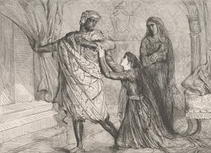 ¡Lejos!: placa 7 de Otelo Acto 3, Escena 4, grabado 1844, reimpreso 1900