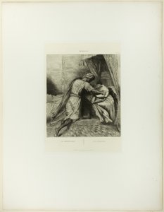 Él la asfixia, lámina trece de Otelo de Théodore Chassériau
