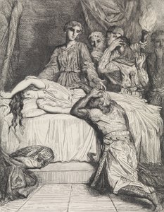 ¡Oh! ¡Oh! ¡Oh!: placa 14 de Otelo Acto 5, Escena 2, grabado 1844, reimpreso 1900 de Théodore Chassériau
