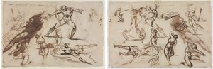 Géricault - Hoja de bocetos (anverso) Hoja de bocetos (reverso), 1819