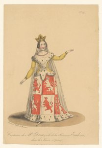 Julie Dorus-Gras en de rol van prinses Eudoxie en la ópera La Juive Traje de la señora Dorus, papel de la princesa Eudoxia, en La Juive (Opéra) (título sobre objeto) Actores, actrices en operazangers in hun rol (título de la serie) de Théodore Lejeune