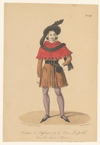 Marcelin Lafont en de rol van prins Leopold en la ópera La Juive Traje de Lafont, papel del Príncipe Léopold en La Juive (Opéra) (título sobre objeto) Actores, actrices en operazangers in hun rol (título de la serie) de Théodore Lejeune