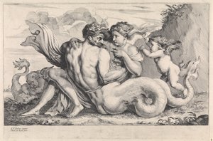 Sirena y tritón
Figuras mitológicas (título de la serie) de Théodorus van Kessel
