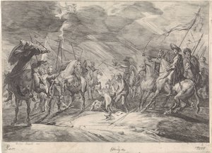 Escena del campo de batalla Combate de caballería (título de la serie) de Théodorus van Kessel