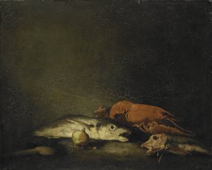 Bodegón con pescado y langosta de Théodule Augustin Ribot