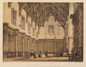Burleigh Great Hall, Northamptonshire (aguatinta) de Thomas (after) Allom