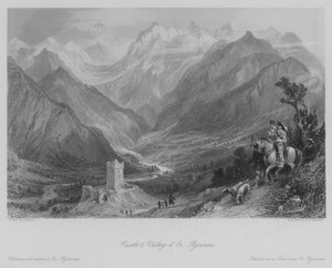 Castillo y Valle de Oo, Pirineos (grabado) de Thomas (after) Allom