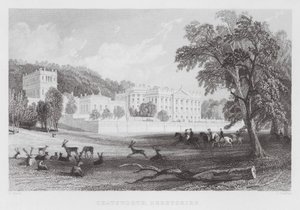 Chatsworth, Derbyshire (grabado) de Thomas (after) Allom