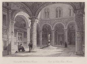 Patio del Palacio Viejo, Florencia (grabado) de Thomas (after) Allom