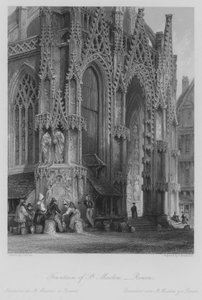 Fuente de St Maclou, Rouen (grabado) de Thomas (after) Allom