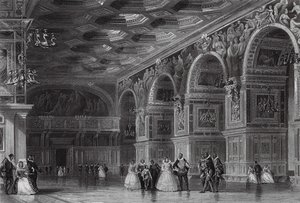 Galería de Enrique II en Fontainebleau (grabado) de Thomas (after) Allom