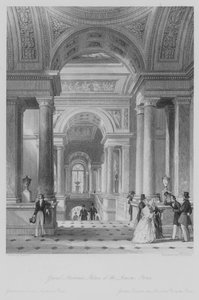 Gran Escalera, Palacio del Louvre, París (grabado) de Thomas (after) Allom