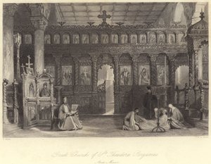 Iglesia Griega de San Teodoro, Pérgamo, Asia Menor (grabado) de Thomas (after) Allom