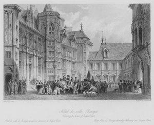 Hotel-de-ville, Bourges, antiguamente la casa de Jacques Coeur (grabado) de Thomas (after) Allom
