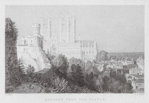 Lincoln desde el castillo (grabado) de Thomas (after) Allom