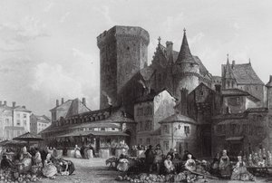 Plaza del mercado de Angulema (grabado) de Thomas (after) Allom