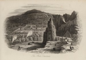 Canteras de pizarra, Bethesda, Gales del Norte (grabado)