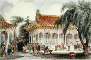El Salón de Audiencias en el Palacio de Yuen-ming-Yuan, Pekín, c.1850 de Thomas (after) Allom