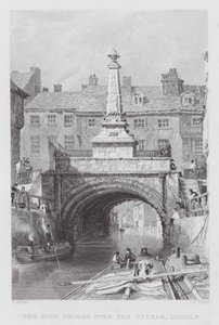 El puente alto sobre el Wytham, Lincoln de Thomas (after) Allom