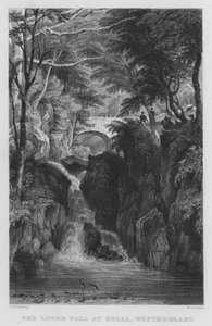 La Cascada Inferior en Rydal, Westmorland de Thomas (after) Allom