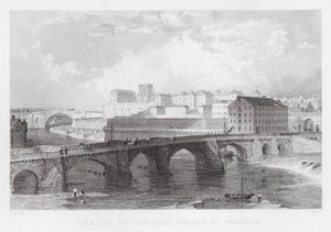 El viejo puente, molino, prisión, etc., Chester (grabado) de Thomas (after) Allom