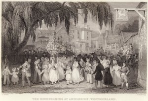 La Fiesta de las Cruces en Ambleside, Westmorland (grabado)