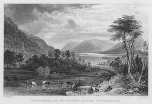 Thirlmere, o Wythburn Water, Cumberland de Thomas (after) Allom