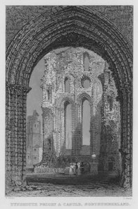 Priorato y Castillo de Tynemouth, Northumberland de Thomas (after) Allom